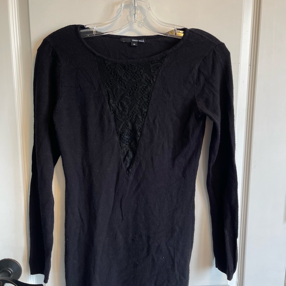 Black dress with front lace cleavage.